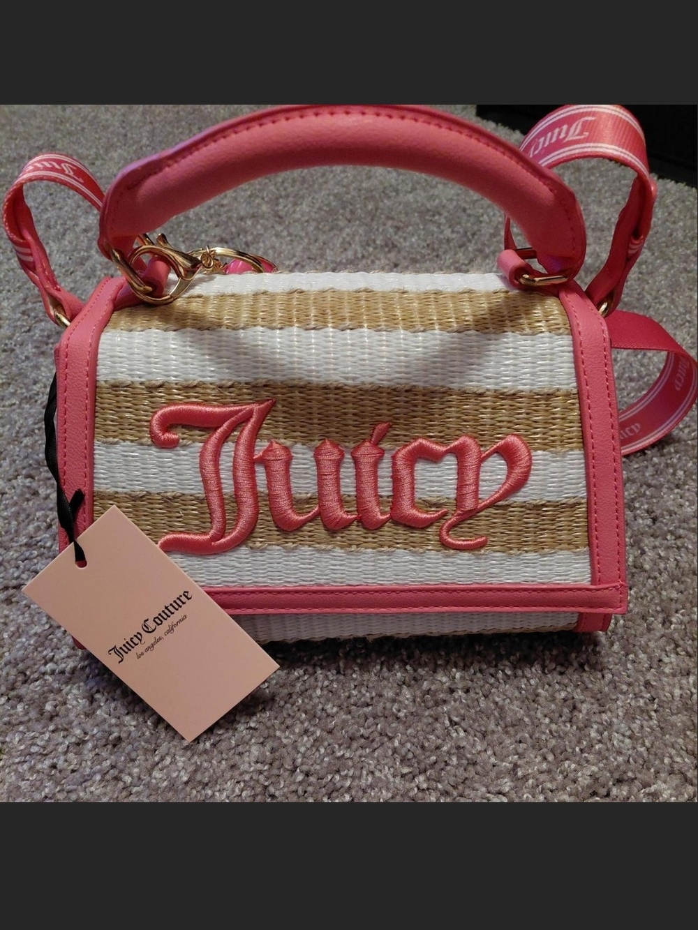 Juicy Couture Pink Stripe Woven Mini Handbag